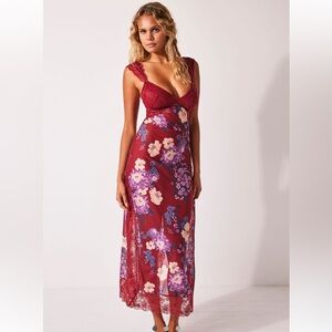 Free People Suddenly Fine Maxi Slip- Dahlia Combo